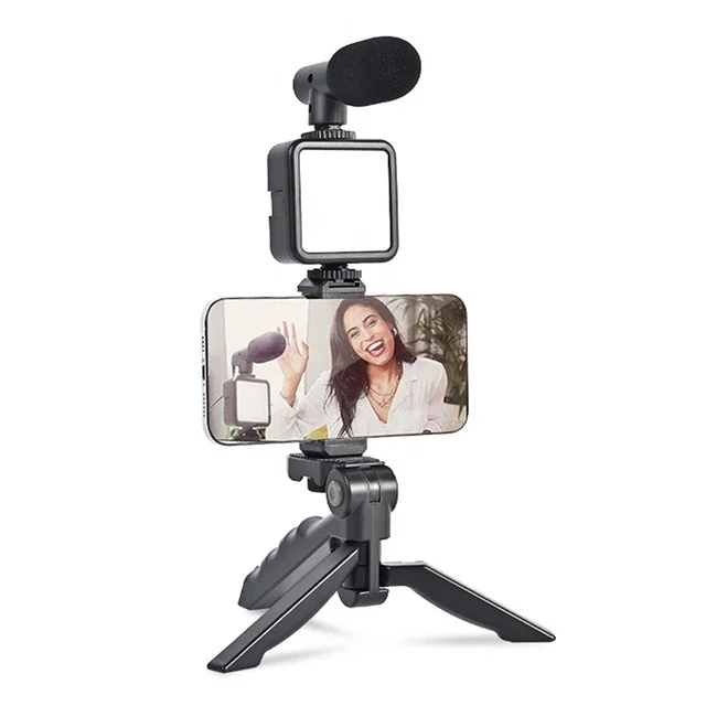 Vlogging Kit – Mini Tripod, Mic & LED Light for Video Making | Mobiléon