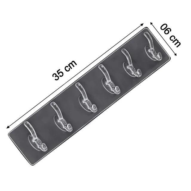 Wall Hook Rail – Heavy Duty 6-Pin Transparent Golden | GlimmerHome