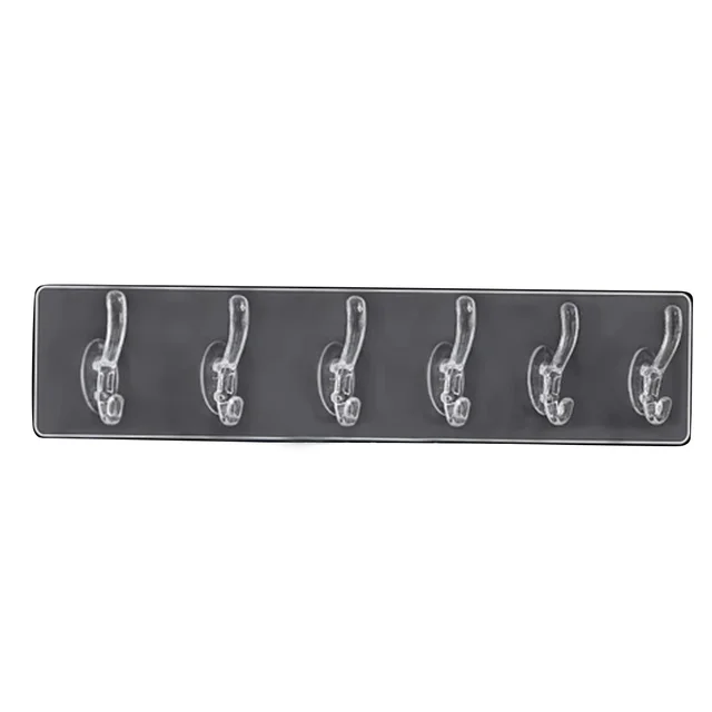 Wall Hook Rail – Heavy Duty 6-Pin Transparent Golden | GlimmerHome