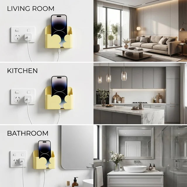 Wall Mount Phone Holder – Self-Adhesive Charging Stand for Convenience
