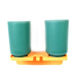 Wall Mount Toothbrush Holder – 2 Cups, Self-Adhesive | BrushedUp