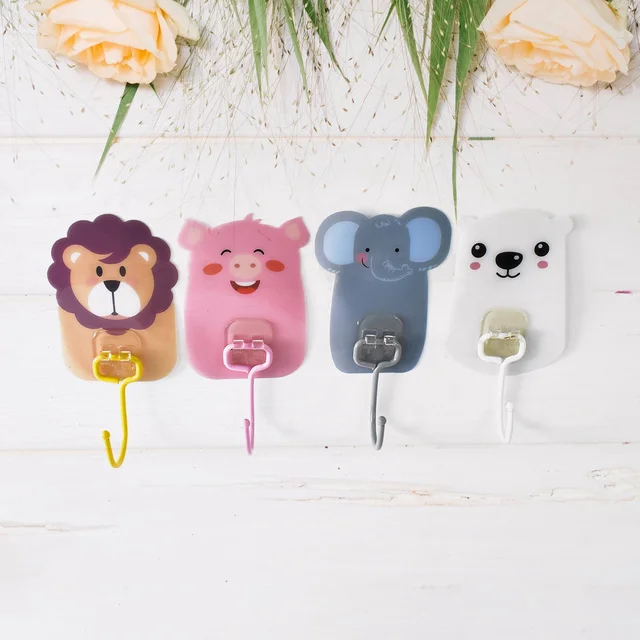 Wall Mounted Cartoon Hooks – Self-Adhesive, Kid-Friendly Design