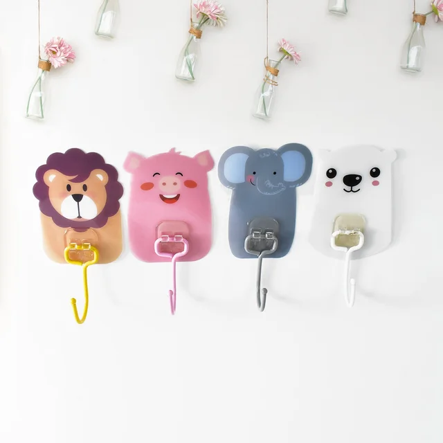 Wall Mounted Cartoon Hooks – Self-Adhesive, Kid-Friendly Design
