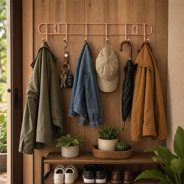 Wall Mounted Hook Rack – Space Saving & Stylish Rose Gold Finish