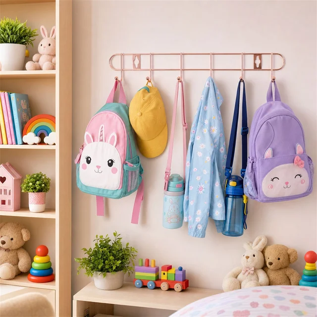 Wall Mounted Hook Rack – Space Saving & Stylish Rose Gold Finish
