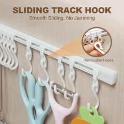 Wall Mounted Kitchen Storage Rack with 10 Adjustable Hooks