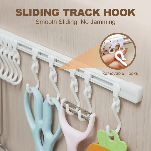 Wall Mounted Kitchen Storage Rack with 10 Adjustable Hooks
