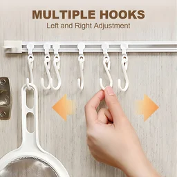 Wall Mounted Kitchen Storage Rack with 10 Adjustable Hooks
