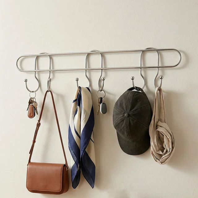 Wall Mounted Metal Hook Rack – Sleek & Heavy Duty Organizer