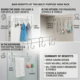Wall Mounted Metal Hook Rack – Sleek & Heavy Duty Organizer