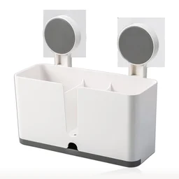 Wall Mounted Toothbrush Holder – 3 Compartments with Adhesive Install