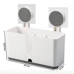 Wall Mounted Toothbrush Holder – 3 Compartments with Adhesive Install