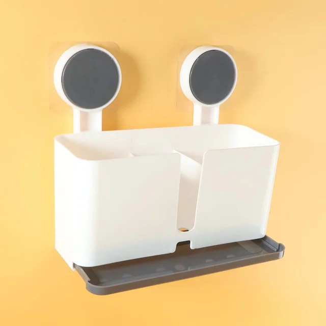 Wall Mounted Toothbrush Holder – 3 Compartments with Adhesive Install