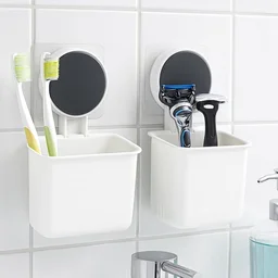 Wall Mounted Toothbrush Holder – Easy Adhesive Installation (2 Pc)