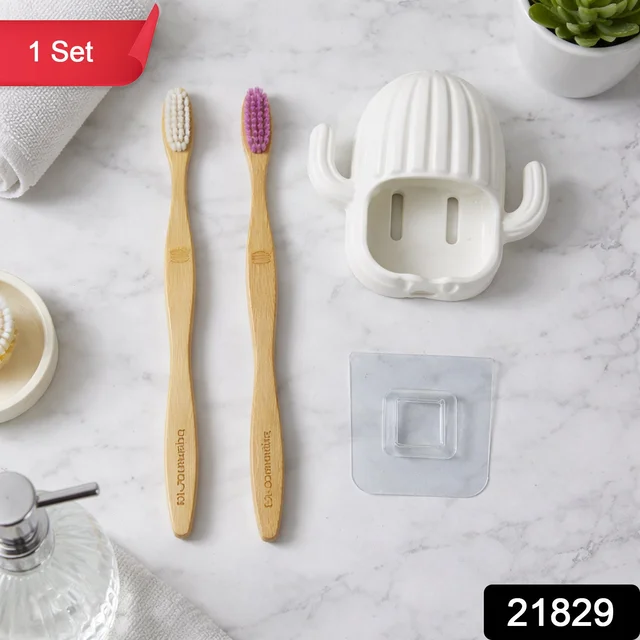 Wall Mounted Toothbrush Holder Set – Hygienic Bamboo Brushes