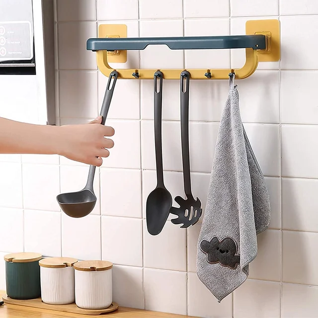 Wall Mounted Towel Holder – Double Bar & Folding Shelf | Siplix