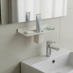 Wall-Mounted Bathroom Organizer – 4-in-1 Space Saver