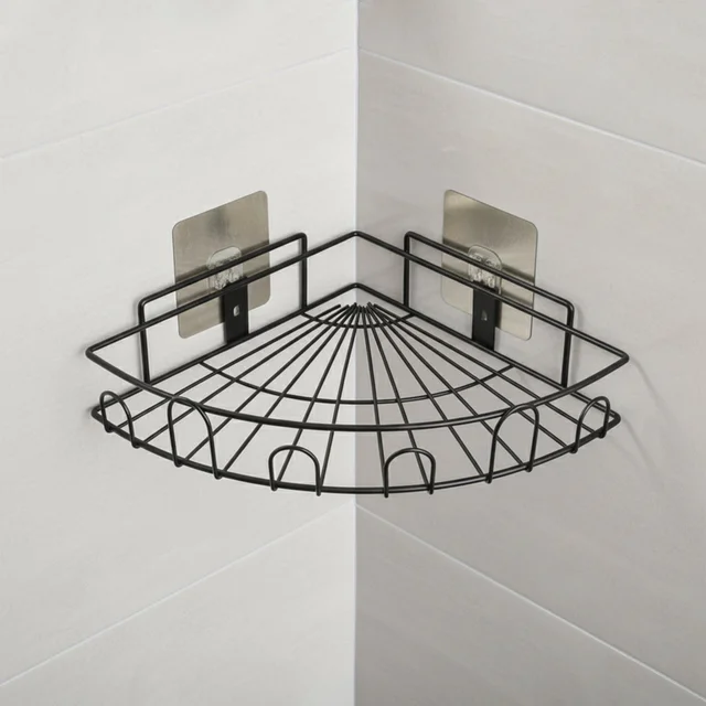Wall-Mounted Corner Bathroom Storage Rack – Space-Saving Organizer