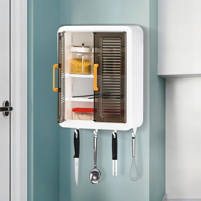 Wall-Mounted Kitchen Storage Cabinet – Spacious with Sliding Doors