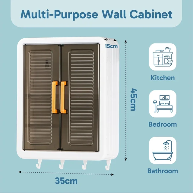 Wall-Mounted Kitchen Storage Cabinet – Spacious with Sliding Doors