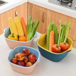 Washing Bowl & Strainer – Plastic Kitchen Basket Set | Vastate