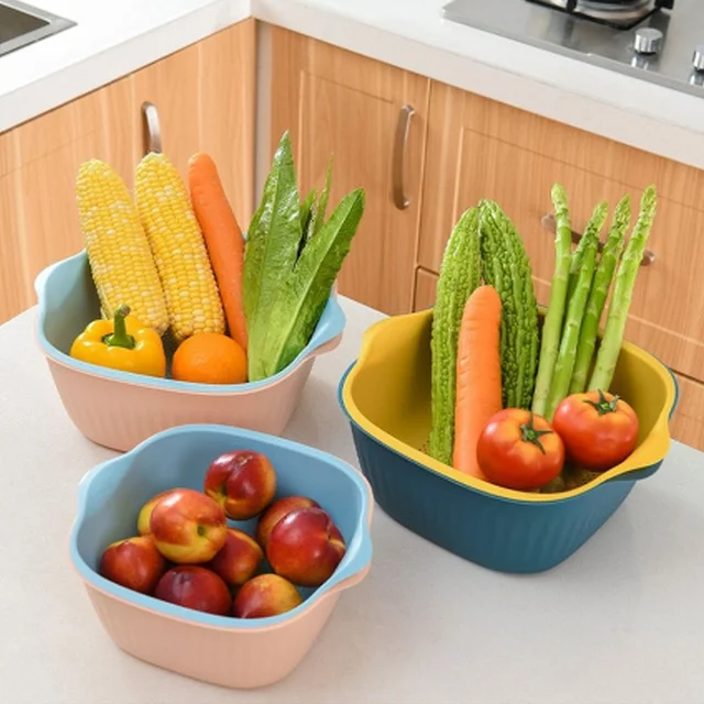 Washing Bowl & Strainer – Plastic Kitchen Basket Set | Vastate