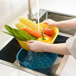 Washing Bowl & Strainer – Plastic Kitchen Basket Set | Vastate
