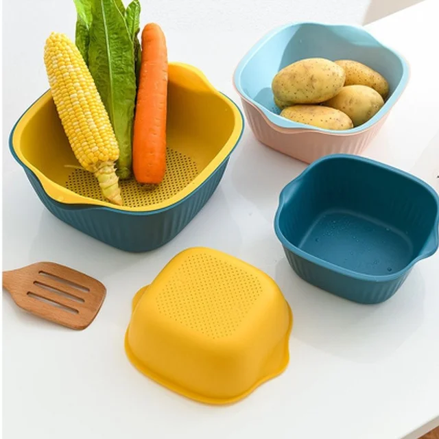 Washing Bowl & Strainer – Plastic Kitchen Basket Set | Vastate