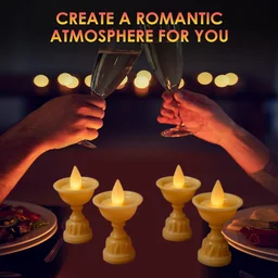 Water Sensor LED Diyas Set – Flameless White Decorative Lights