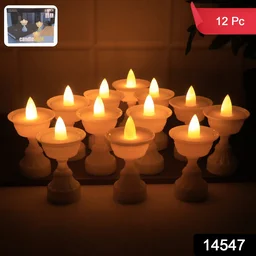 Water Sensor LED Diyas Set – Flameless White Decorative Lights