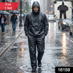 Waterproof EVA Rain Coat Set – Hooded Jacket & Pant for Monsoon