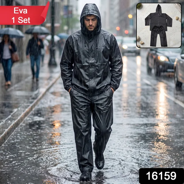 Waterproof EVA Rain Coat Set – Hooded Jacket & Pant for Monsoon