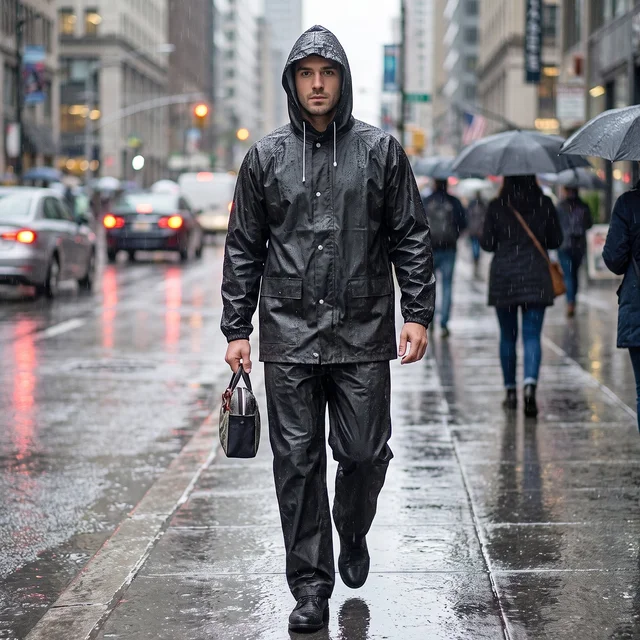 Waterproof EVA Rain Coat Set – Hooded Jacket & Pant for Monsoon