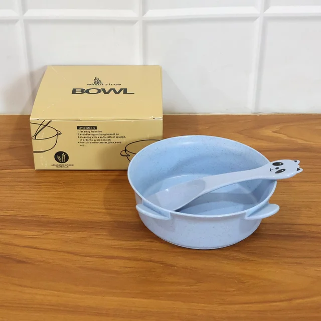 Wheat Straw Kids Soup Bowl with Matching Spoon – Eco-Friendly & Unbreakable