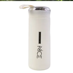 White Glass Water Bottle – Leakproof & Protective Cover 400 ML