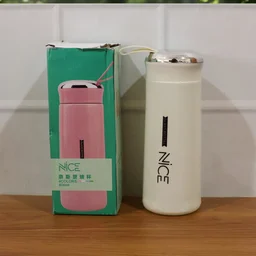 White Glass Water Bottle – Leakproof & Protective Cover 400 ML