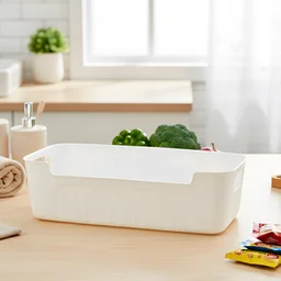 White Plastic Storage Basket Set – 4 Durable Stackable Organizers