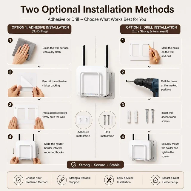 WiFi Router Wall Mount Bracket – Space-Saving & Easy to Install