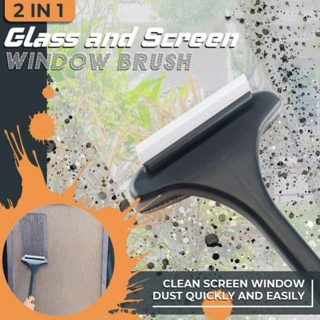 Window Cleaning Brush – 2-in-1 Mesh & Glass Wiper | Velvet Wipe