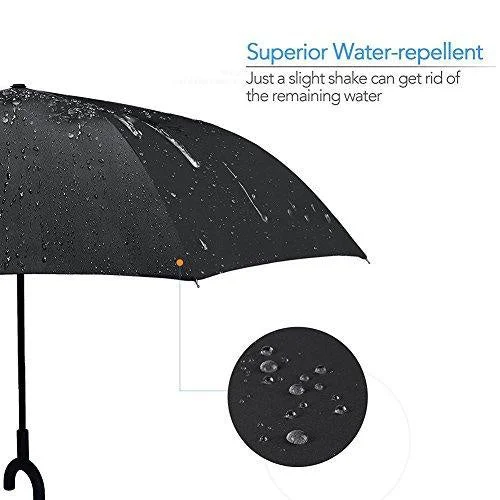 Windproof Reverse Umbrella C Handle Upside Down Design