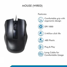 Wired Optical Mouse – Reliable USB for Laptops & PCs | Compshop