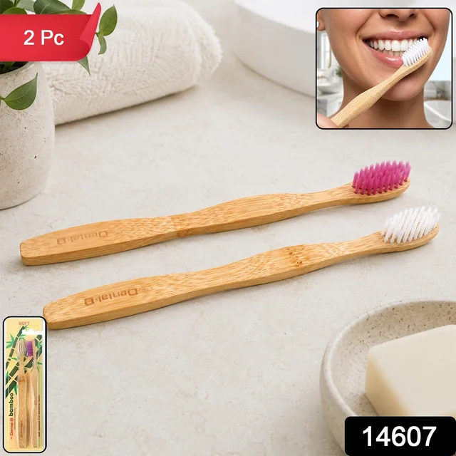 Women Bamboo Toothbrush Set Soft Bristles Eco Friendly Biodegradable (2 Pc)
