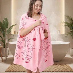 Women Wearable Bath Towel Cute Print Soft Quick Dry Bathroom Wrap (1 Pc)