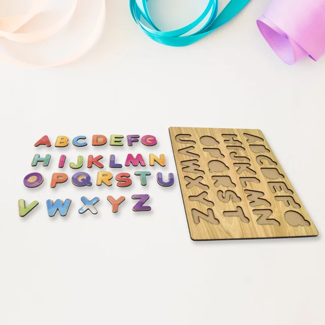 Wooden ABC Puzzle – Shapes Learning Board for Toddlers | Little Learners