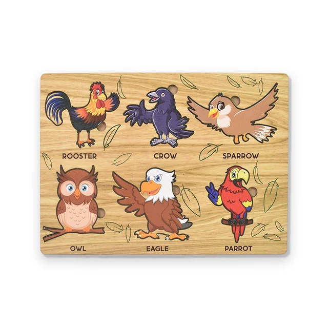 Wooden Bird Puzzle – Educational Board for Kids | Inventive Play