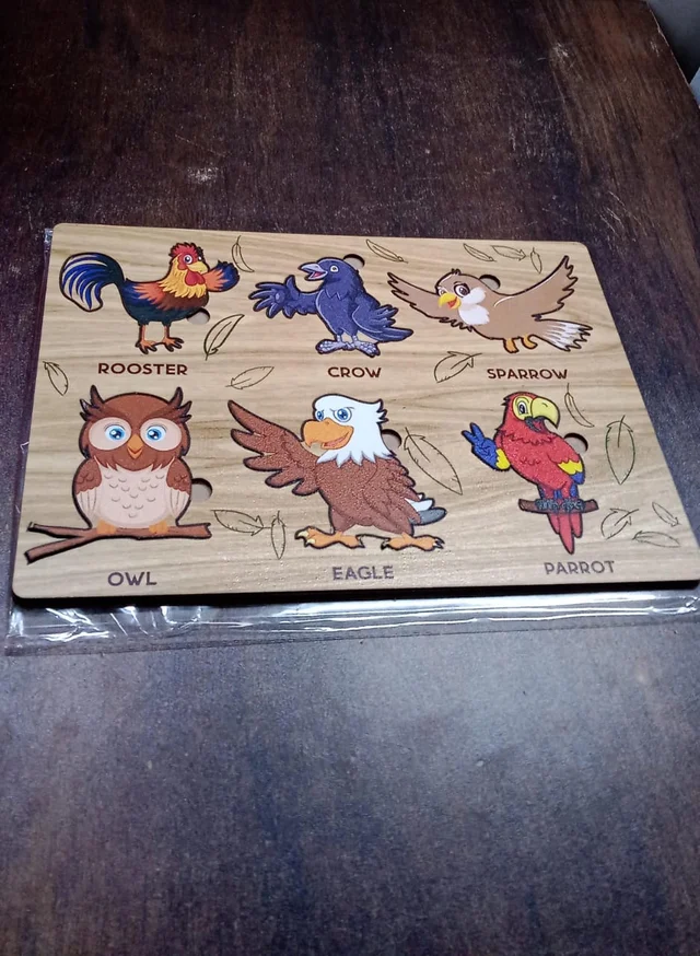 Wooden Bird Puzzle – Educational Board for Kids | Inventive Play