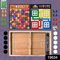 Wooden Board Game Set 3-in-1 – Durable Foldable Fun