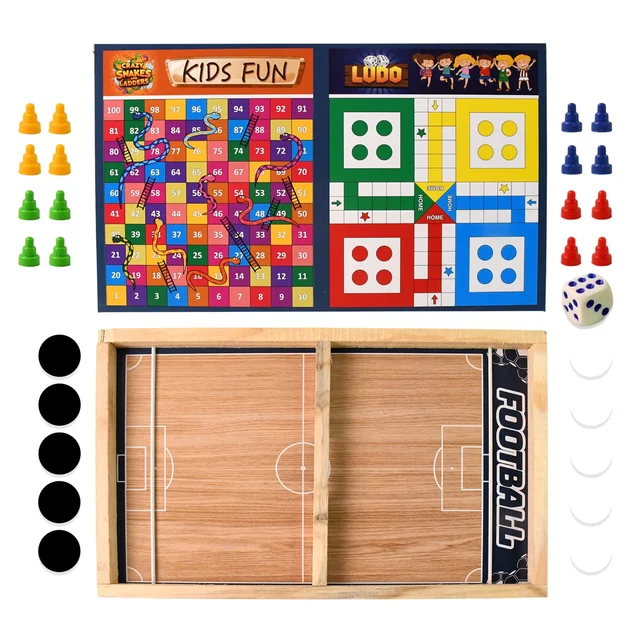 Wooden Board Game Set 3-in-1 – Durable Foldable Fun