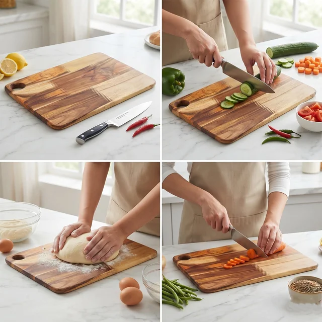 Wooden Chopping Board and Cutting Board for Kitchen 10 x 14 Inch (1...