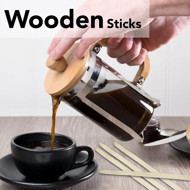 Wooden Coffee Stirrers – Eco-Friendly Smooth Birchwood 30 Pcs